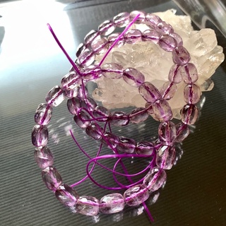 僅此一波-天然紫黃晶子水晶體帶塔7.4mm桶珠鑽石刻面（單圈）手珠手鍊DIY串珠•點點水晶•
