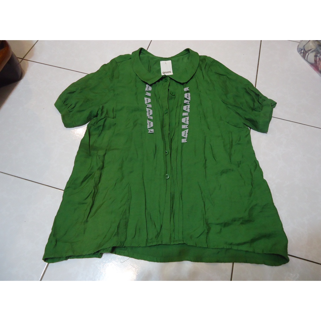 gozo 綠色短袖襯衫,尺寸:L,肩寬:37cm,胸寬:48cm,少穿,降價大出清