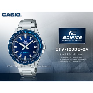CASIO EFV-120DB-2A EDIFICE 時尚簡約指針男錶 不鏽鋼錶帶 EFV-120DB