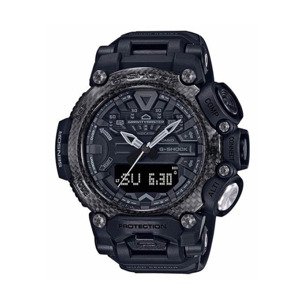 【CASIO G-SHOCK】藍牙飛行錶碳纖維防護運動腕錶-黑 GR-B200-1B