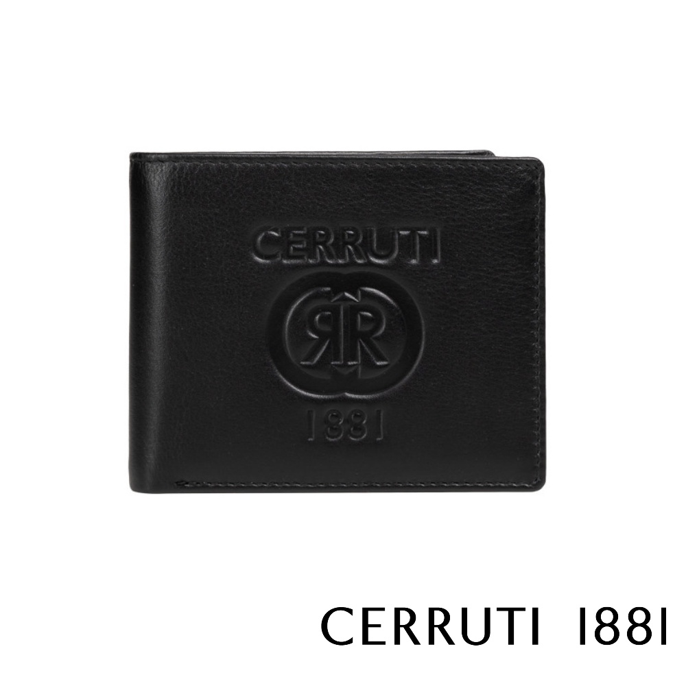 Cerruti 頂級 義大利 小牛皮 男用短夾 4卡 短夾 零錢袋短夾 GARY系列(黑色 5535M)