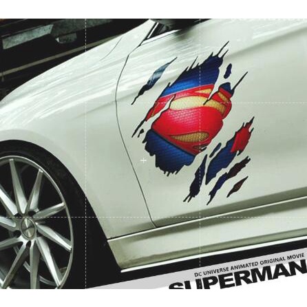 汽車個性改裝超人SUPERMAN車貼車身貼機蓋側門前檔隨意貼紙 熱貼美觀防水耐用