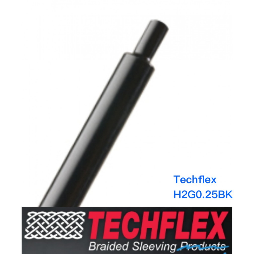 美國Techflex H2G0.25BK 1/4" 6.4mm(熱縮比2:1) 抗UV化學藥劑 光滑黑色熱縮套管 x1米