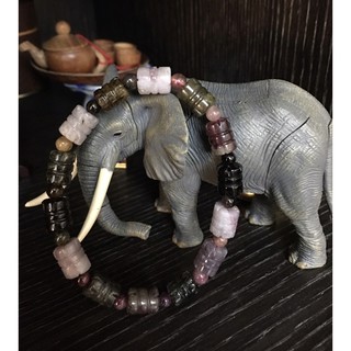 天然櫻花碧璽手串 碧璽蓮花手珠 手圍16.5cm（寶可手作）