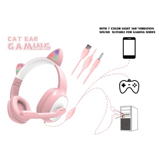 Han Cat Ears 遊戲耳機 USB7.1 吉爾斯男孩 PC 立體聲遊戲耳機