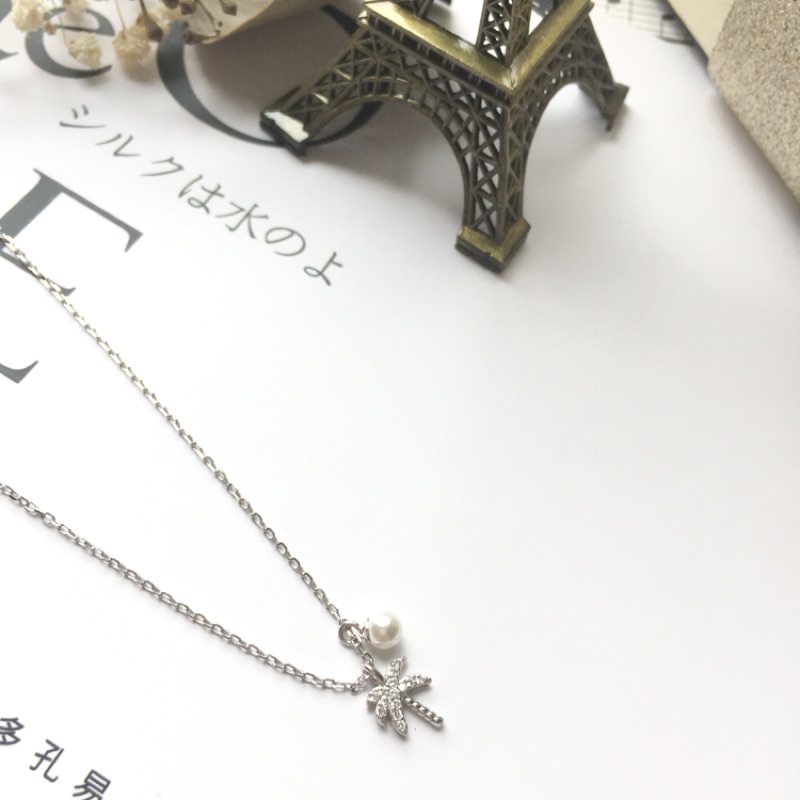《現貨》香港正生銀飾 純銀椰子樹&amp;珍珠項鍊