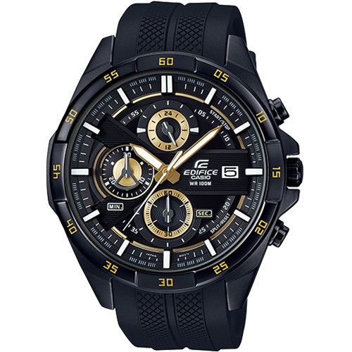 【CASIO】EDIFICE 低調內斂紳士風格樹脂腕錶-黑x金(EFR-556PB-1A)正版宏崑公司貨