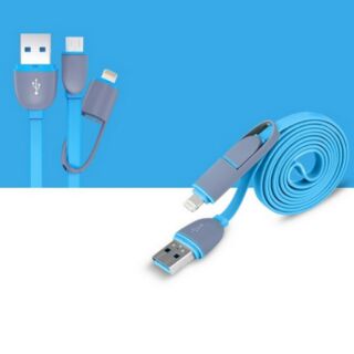 二合一充電線Lightning+Micro USB 數據線 傳輸線 金屬充電線 iphone 6 白/藍/黑三色