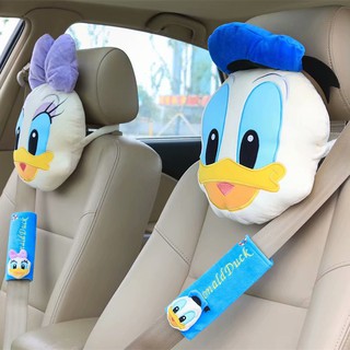 ☆可愛唐老鴨.黛西.毛絨汽車頭枕．抱枕.車用護頸枕.車枕.午睡枕.安全帶套.禮物～☆