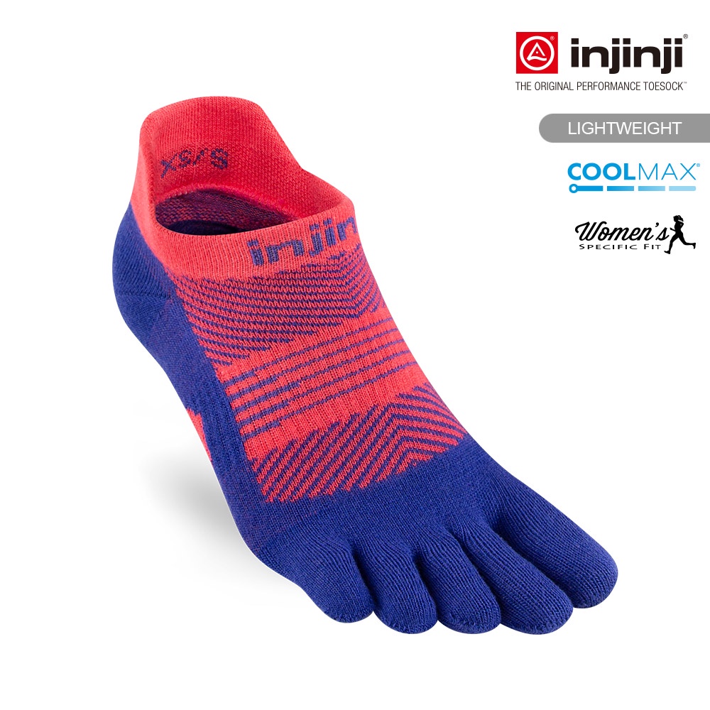 【injinji】RUN 女輕量吸排五趾隱形襪(天堂紅) - WAA09 | COOLMAX 吸濕排汗 女生腳型專用