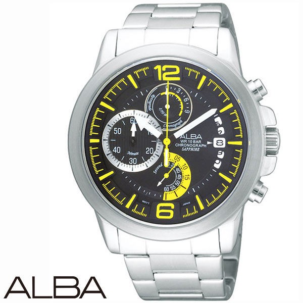 【ALBA】三眼計時碼表不鏽鋼男錶 防刮鏡面 44mm AS6061X VD50-X010 台灣公司貨SK022