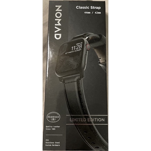 NOMADxHORWEEN Apple Watch 42/44 奢華黑馬革錶帶-經典黑