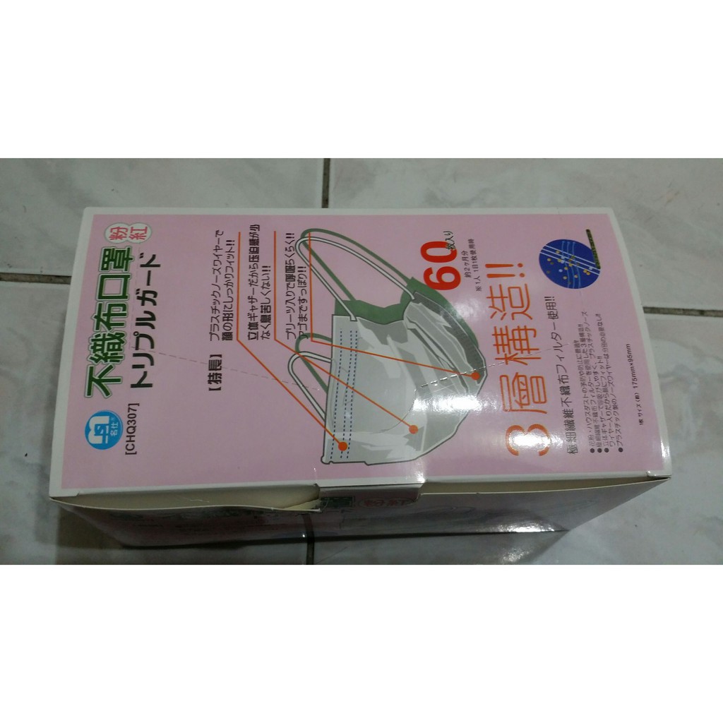 不織布口罩 拋棄式口罩 三層口罩 一盒60入 全新 粉紅色