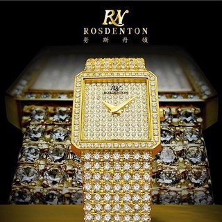 ROSDENTON 勞斯丹頓 男 星光大道滿天星晶鑽時尚腕錶(21888-MGB)-金