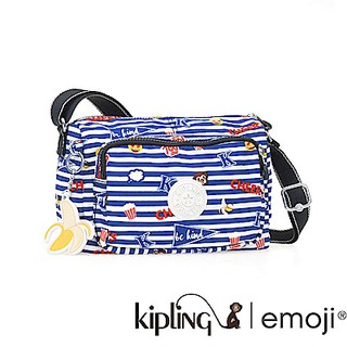 Kipling 猴子 限量 絕版 線條 海洋 可愛 斜背包 Emoji 笑臉系列香蕉吊飾 條紋 知性 中性 灰黑