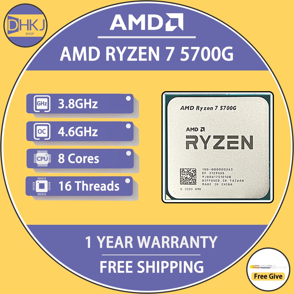 二手 AMD Ryzen 7 5700G R7 5700G CPU 新台式機遊戲玩家辦公處理器 3.8GHz 八核 16