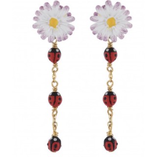 Les Néréides DAISY AND LADYBUGS ON A CHAIN EARRINGS 雛菊瓢蟲長耳環