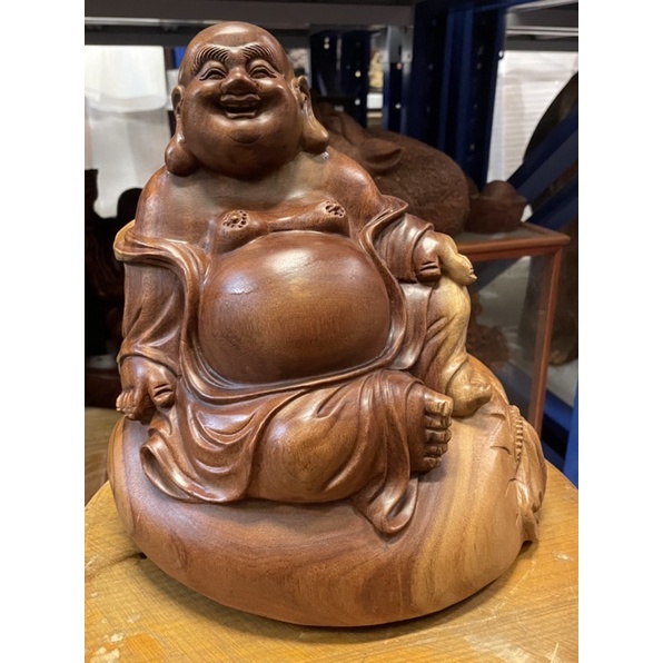 彰鹿木雕藝品～彌勒財神