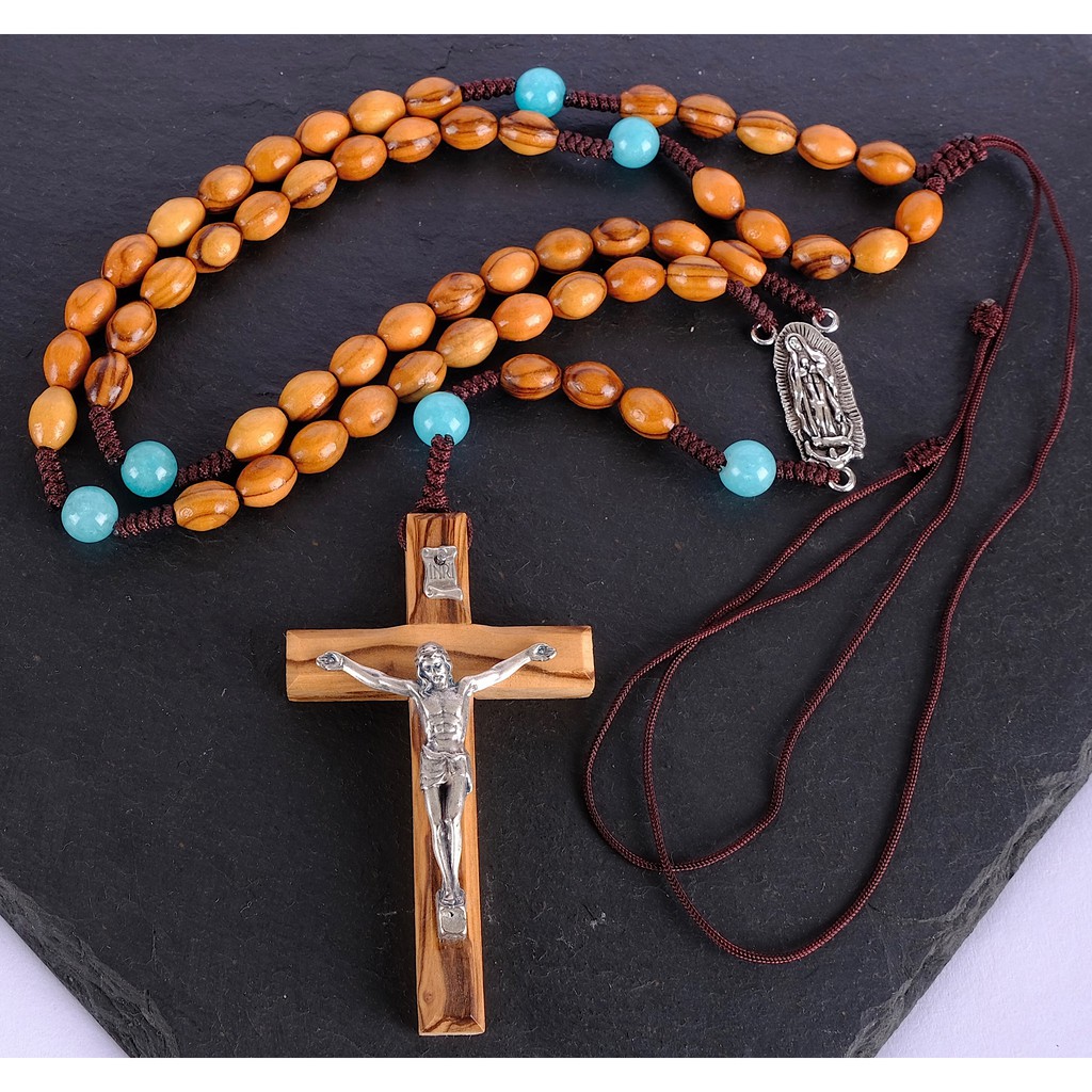 ⭕️天主教 聖物 以色列進口 橢圓型橄欖木念珠 十字架 耶穌 耶穌苦像 8231602