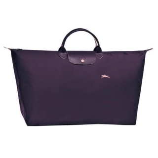 全新正品Longchamp Le Pliage 經典Collection系列刺繡摺疊暗釦/拉鍊短提把尼龍水餃包旅行袋XL