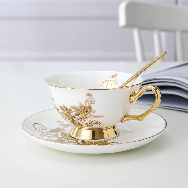 ♂✺出口咖啡杯小精致套裝陶瓷英式下午茶杯骨瓷金色花茶杯歐式小奢華