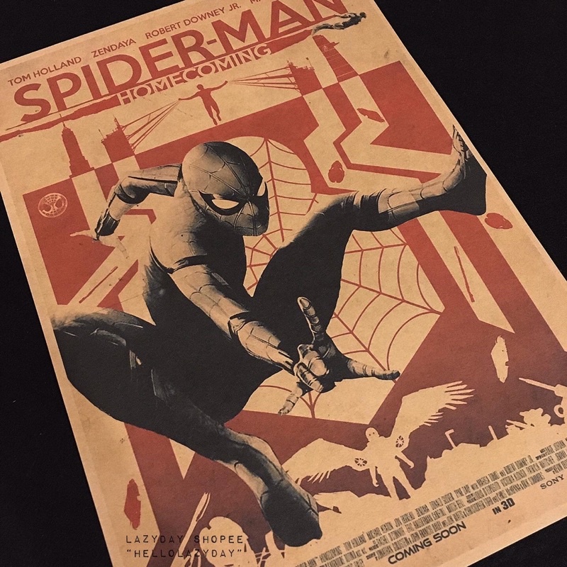 任選自己搭配買5張送2張《LAZYDAY VINTAGE SHOP》蜘蛛人SpiderMan復古懷舊電影海報牛皮紙裝飾