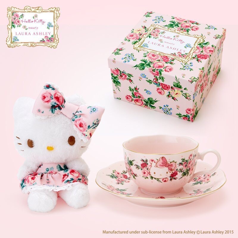 🌟限定下單🌟日本限定 絕版HELLO KITTY LAURA ASHLEY 聯名款(2015年出品 玩偶+玫瑰瓷器組)