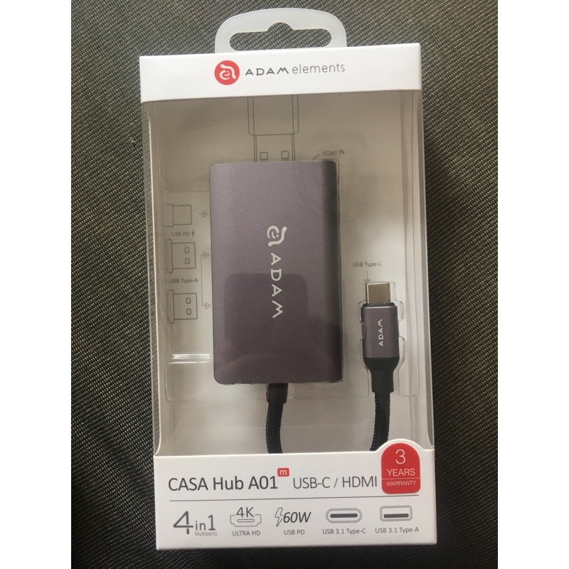 ADAM 亞果CASA Hub A01m USB 3.1 Type-C 四合一多功能標準集線器 Mac Book蘋果轉接