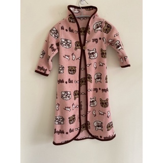 二手 日本買回 貓咪風 粉色 女童浴袍 睡袍 刷毛 小外套
