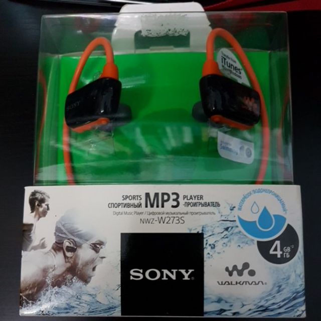Sony 防水mp3耳機  NWZ- W273S 黑橘色 4GB