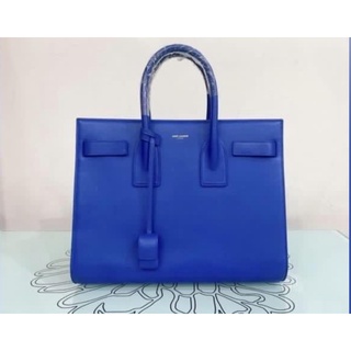 幾近全新正品 YSL 經典藍色風琴包 女用公事包 手提包 鈄肩包 肩背包 九成九新 原價 93000