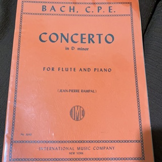 長笛樂譜 BACH, C.P.E. Concerto in D minor