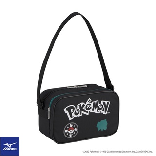 MIZUNO 美津濃 側肩袋 Pokémon 寶可夢 聯名 側背包 小包- 妙蛙種子 - 黑綠 - 33GM2P0793