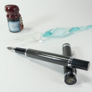 日本 1K 碳纖維*細格*鋼筆*真正碳纖維非貼紙*Carbon Fiber 附筆盒 墨水[虎之鶴]