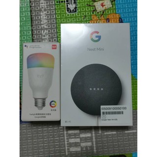 Google Nest Mini 中文化第二代智慧音箱 +Yeeligh智能燈泡