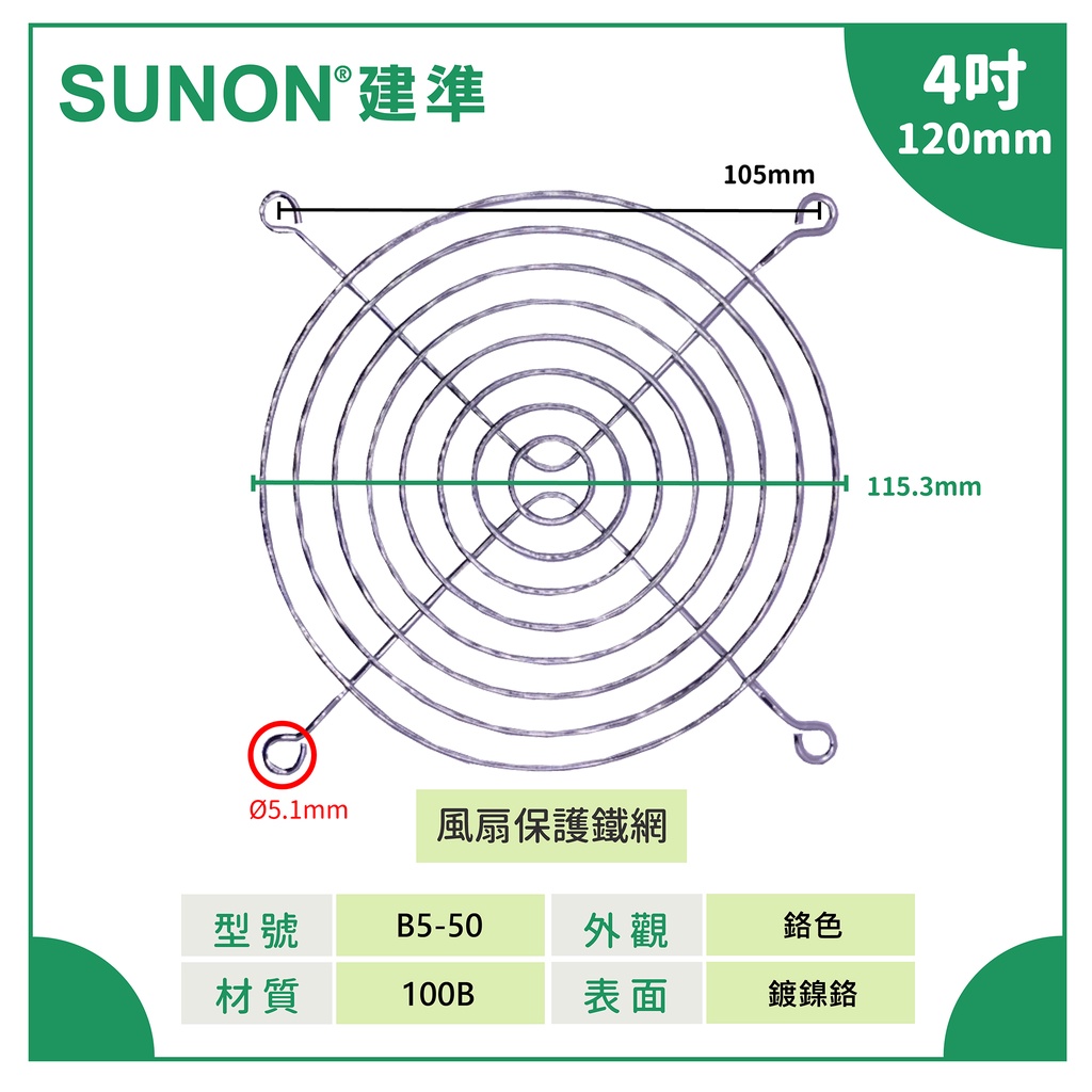 SUNON│建準 ★原廠授權經銷★FG-12 風扇鐵網120mm(4吋)#散熱配件