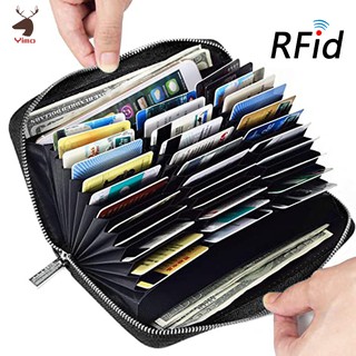 信用卡錢包大容量真皮安全 RFID 卡夾,帶拉鍊口袋,男女款