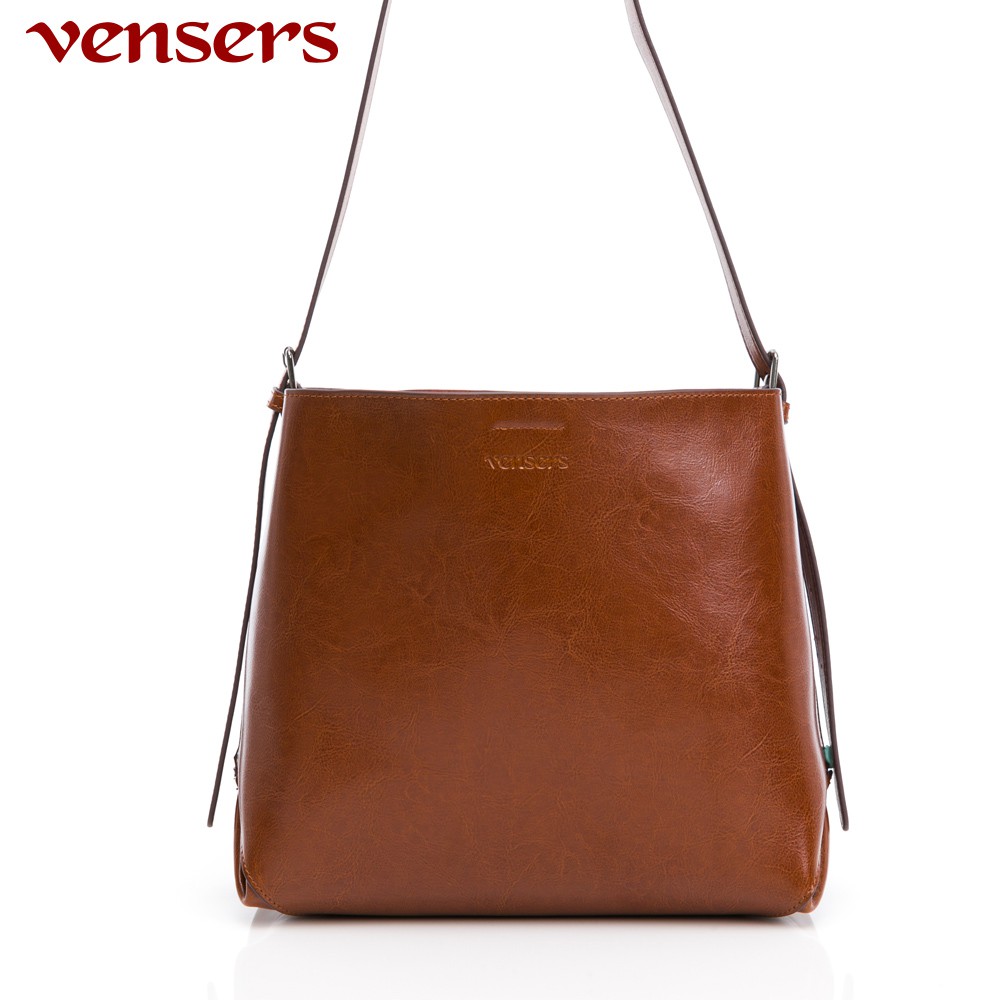 【vensers】小牛皮潮流個性包~肩背包 (NL068101棕色)