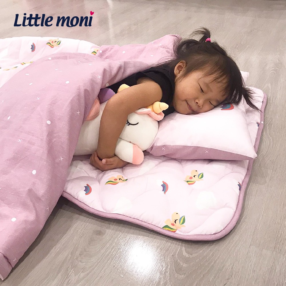 little moni 兒童寢具三件組-飛翔獨角獸(粉紅色系)