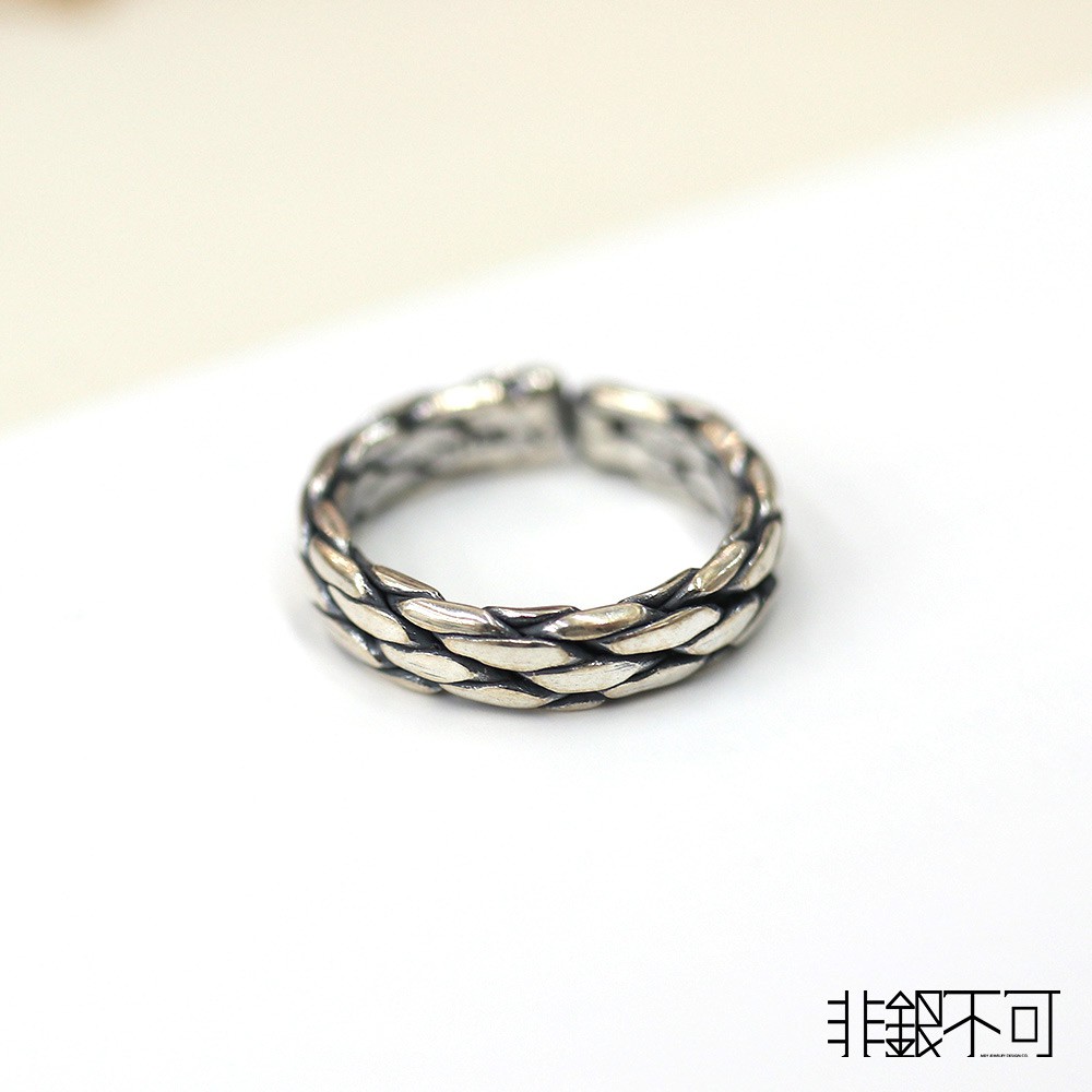 【非銀不可】輪紋 手工編織純銀戒指
