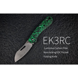 【angel 精品館 】MecArmy EK3RC (夜光碳纖維/手柄) 無鎖定EDC 袖珍折刀