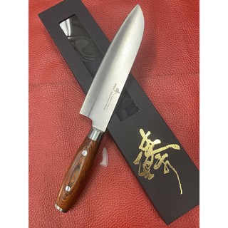 臻 三徳型180mm料理刀具 三合鋼系列/口金紅木柄萬用廚師刀