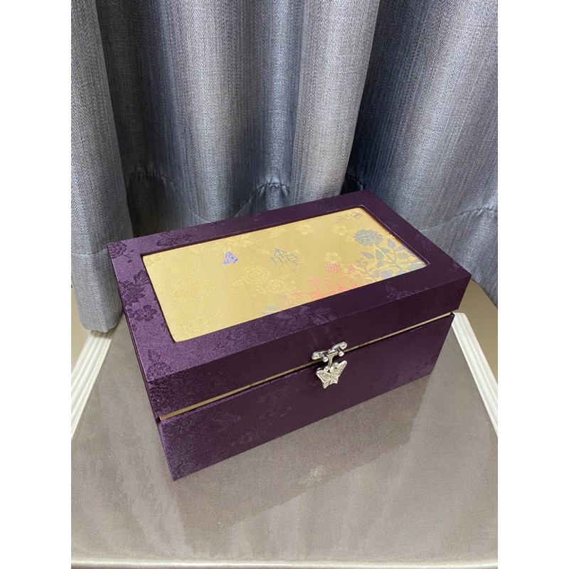 九本草華麗紫蝴蝶扣珠寶盒-韓國帶回
