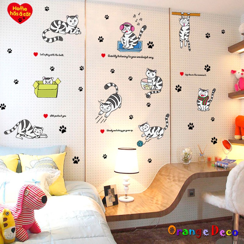【橘果設計】起司貓 壁貼 牆貼 壁紙 DIY組合裝飾佈置