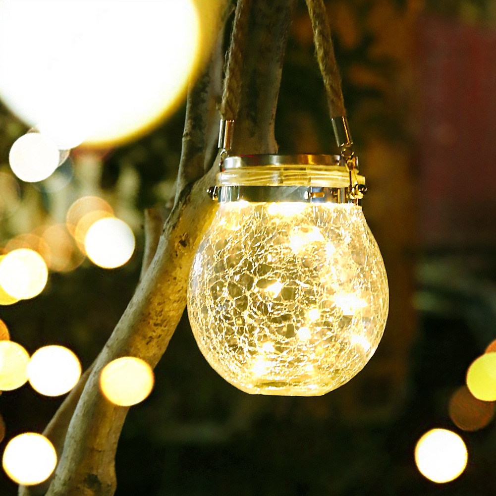 太陽能玻璃罐燈 裂紋燈 創意庭院 陽臺 花園佈置 裝飾燈【燈霸照明】