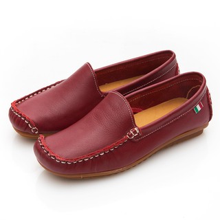 G.Ms. MIT系列-側縫線造型純手工牛皮休閒鞋-紅色35碼