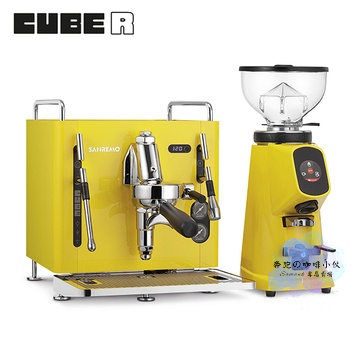 組合價 SANREMO CUBE R 單孔半自動咖啡機 110V 黃色 + AllGround 磨豆機 110V 磨豆機