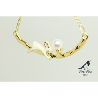 [Pica Pica Mise] 日系 森系 萌系 立體 兔子 陶瓷感 甜美 閃亮 珍珠 項鍊 短款 項鏈