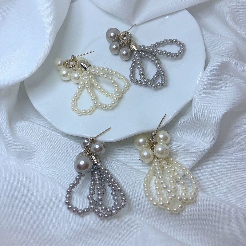 【Accessories Blossom】日本流行珍珠葡萄串垂吊耳環