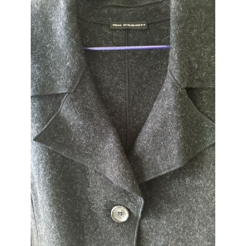 [99go] 全新 義大利 QX design 黑色 簡潔 羊毛外套 短大衣 38-L號 ITALY 製